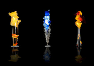 Light Sculptures Yellow Blue and Orange