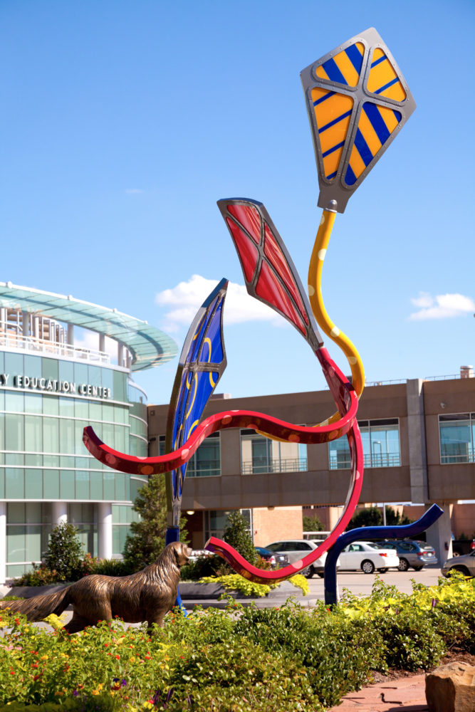 red, blue, yellow kites Spirit Sculpture